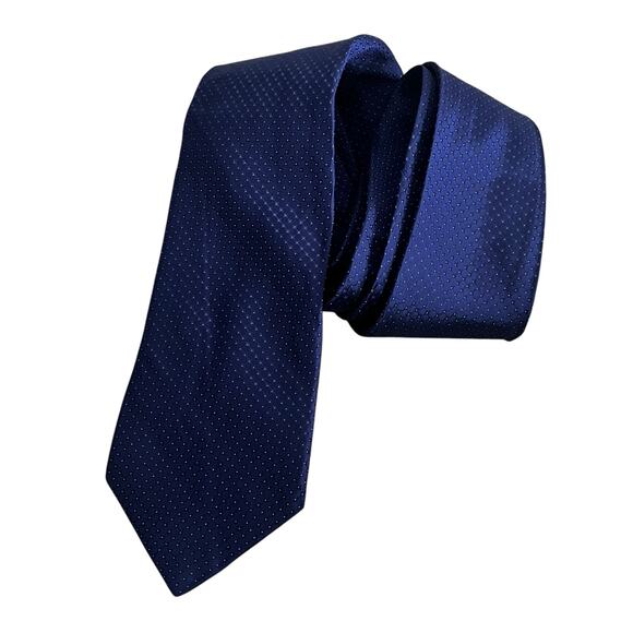 Michael Kors Designer Blue 100% Silk Basketweave Pattern Tie - Picture 2 of 4